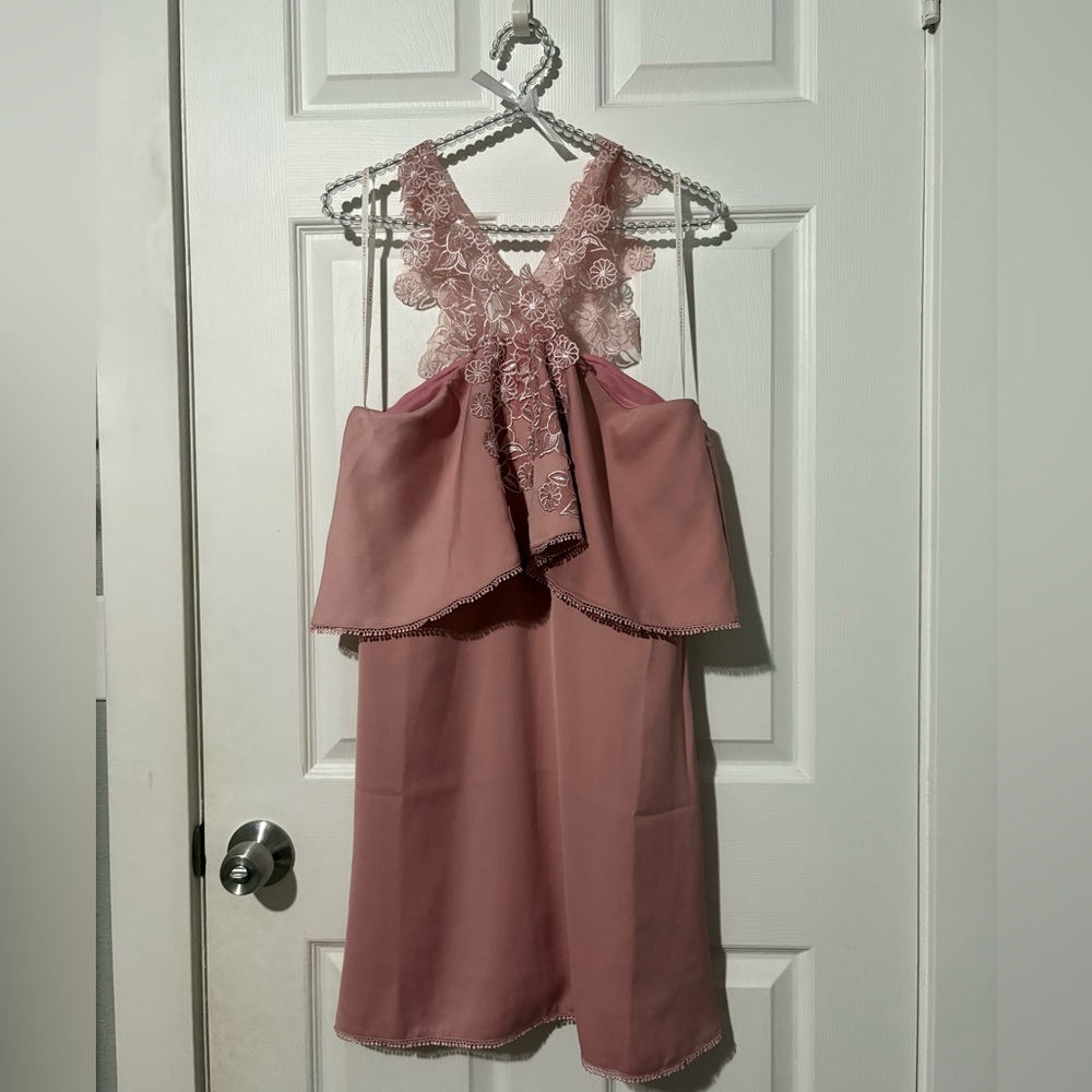 Foxiedox Pink Lace Mini Dress